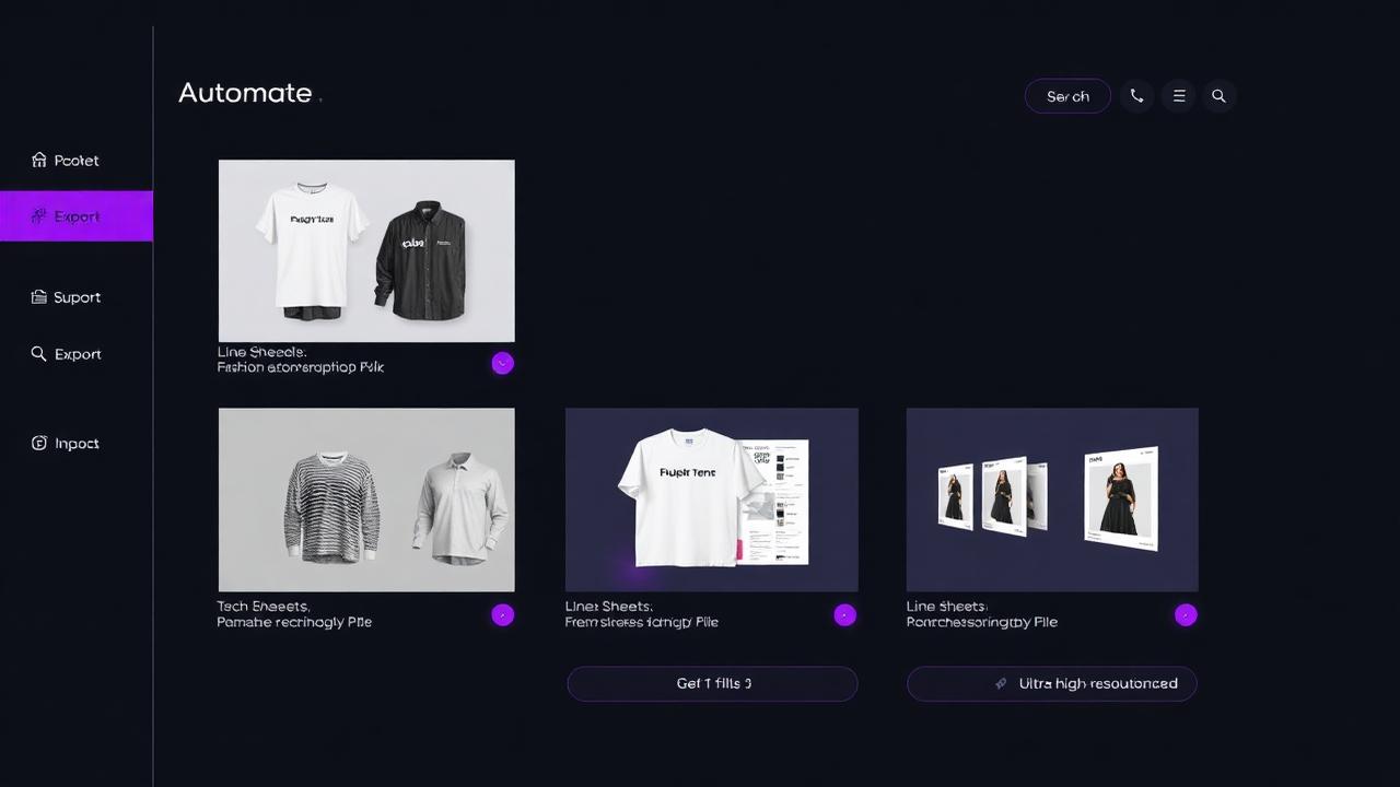 Mercury Dasha Export feature - One‑click exports: line sheets, tech packs, 3D files, CSVs.